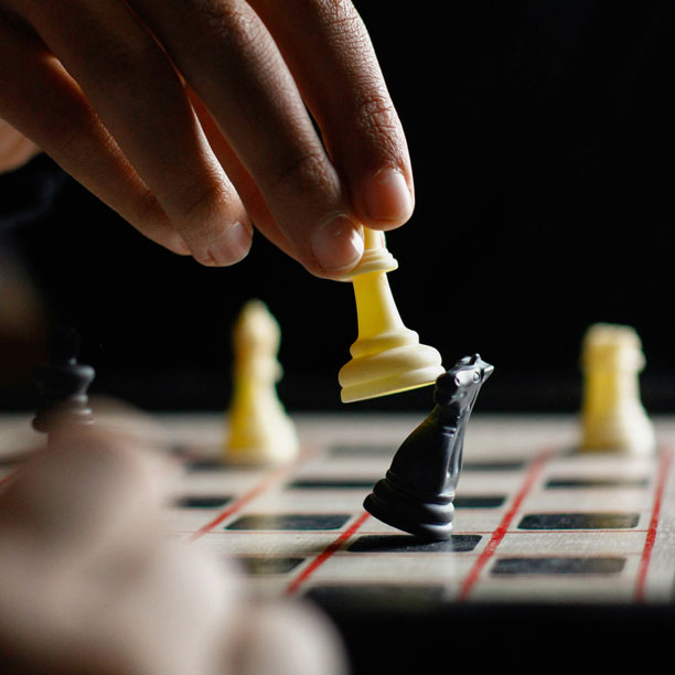 Chess game being played
