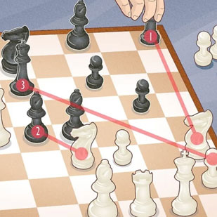 Chess game with possible moves bing shown